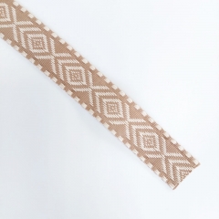 Jacquard Webband Rauten Boho Style 2,5 cm breit, beige cremewei�