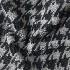 Teddyfleece Teddyfell Hahnentritt Muster, schwarz grau