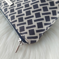 Wildlederimitat Quadrate Rechtecke grafisch Fake Suede, blaugrau cremewei�