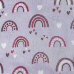 RESTST�CK 139 cm Wellnessfleece Stoff Regenbogen Herzen Doubleface Pl�sch, helllila