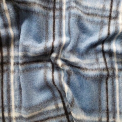 Jackenstoff Karomuster Strickstoff flauschig weich Woolblend, schwarz wei� jeansblau