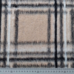 Jackenstoff Karomuster flauschig weich Woolblend, schwarz wei� beige