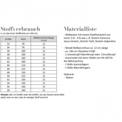 Papierschnittmuster JEANSROCK Damen Fadenk�fer