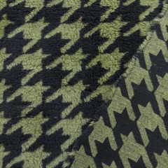 Teddyfleece Teddyfell Hahnentritt Muster, schwarz gr�n