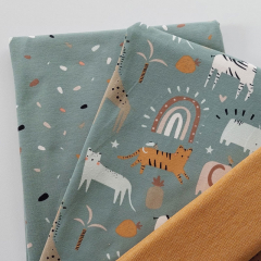 STOFFPAKET Jerseystoff Zootiere Tropfen, altmint