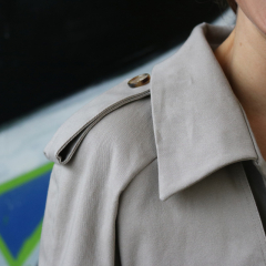 RESTST�CK 65 cm Baumwoll Twill Trenchcoat Stoff Stretch, helltaupe