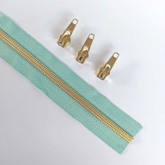1 m Rei�verschluss metallisiert GOLD 6,5 mm Spirale + 3 Schieber, mint