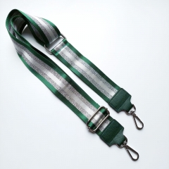 Taschengurt Taschenriemen Streifen Glitzer 5 cm-gr�n silber wei�- dk.gr�nes Leder-silber Schnallen