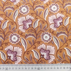 RESTST�CK 139 cm Viskosestoff Blumen Blusenstoff, rosa weinrot hellbraun