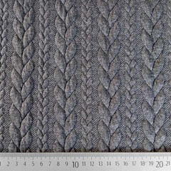 Jacquardjersey Stoff Zopfmuster,�dunkelgrau meliert