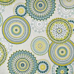 Dekostoff Mandalas Leinen Optik, gr�n ockergelb natur