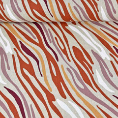 Dekostoff Zebra Animal Print Leinen Optik, terracotta wei� natur