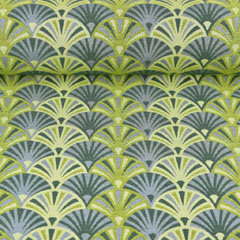Dekostoff Jacquard Stoff F�cher, gelbgr�n moosgr�n