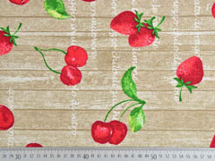 RESTST�CK 75 cm Dekostoff Holzoptik Kirschen Erdbeeren, beige