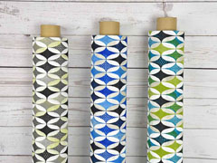 Dekostoff grafisches Muster Ovale, blau dunkelblau