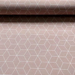 Dekostoff W�rfelmuster grafisches Muster, wei� beige