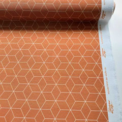 Dekostoff W�rfelmuster grafisches Muster, wei� karamell