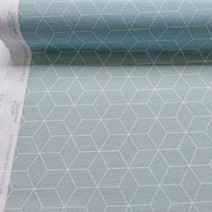 Dekostoff W�rfelmuster grafisches Muster, wei� mint