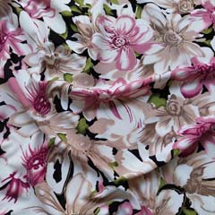 RESTST�CK 45 cm Badeanzugstoff Funktionsjersey Blumen wei� altrosa goldmetallic schwarz