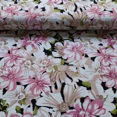 RESTST�CK 45 cm Badeanzugstoff Funktionsjersey Blumen wei� altrosa goldmetallic schwarz