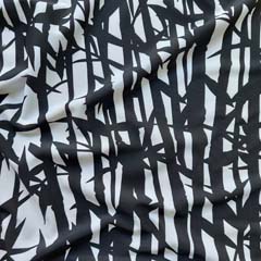 Badeanzugstoff Funktionsjersey Stengel Bl�tter, schwarz wei�