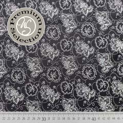 Viskose Stoff Nero Fiorito - Blumen Punkte wei� schwarz - Made in Italy