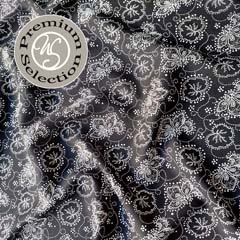Viskose Stoff Nero Fiorito - Blumen Punkte wei� schwarz - Made in Italy