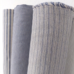 Dekostoff Streifen schmal recycled, natur jeansblau