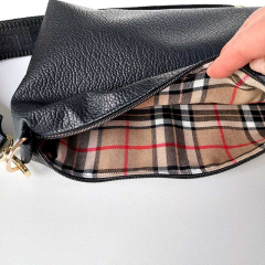 Taschengurt Taschenriemen grafisches Muster 3D-schwarz-schwarze Lederenden - gold Schnalle
