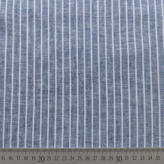 Halbleinen Leinen Baumwolle Webware Streifen, wei� dunkel jeansblau