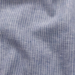 Halbleinen Leinen Baumwolle schmale Streifen, wei� dunkel jeansblau