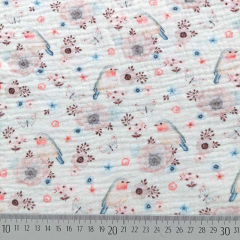 Musselin Stoff Blumen V�gel Double Gauze, altrosa grau cremewei�