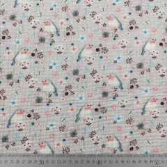 Musselin Stoff Blumen V�gel Double Gauze, nude