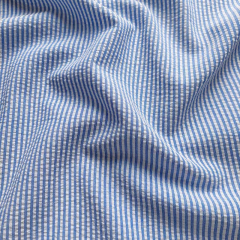Seersucker Stoff Streifen, mittelblau wei�