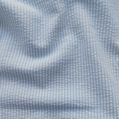 Seersucker Stoff Streifen, hellblau wei�