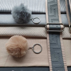 Taschengurt Taschenriemen grafisches Muster, beige dunkelgrau - dunkelgraues Leder- gold Schnallen