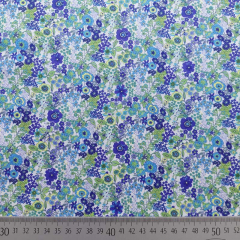 Baumwollstoff kleine Blumen Silky Cotton, lilablau hellgr�n wei�