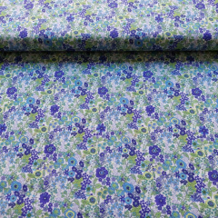 Baumwollstoff kleine Blumen Silky Cotton, lilablau hellgr�n wei�