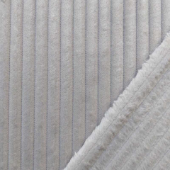 Wellnessfleece Pl�sch Fake Fur vertikale Streifen, helltaupe