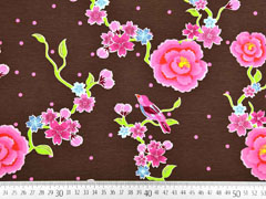 RESTST�CK 100 cm Jersey Stenzo Blumen mit V�geln, braun