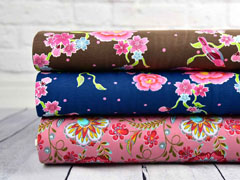RESTST�CK 100 cm Jersey Stenzo Blumen mit V�geln, braun