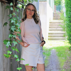 Jerseystoff Streifen, hellaltrosa wei�