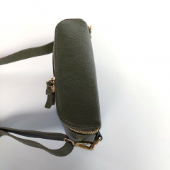 Ledertasche rechteckig mit Lederriemen - army gr�n -gold Schnallen