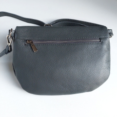 Bauchtasche Leder mit Lederriemen - Dunkelgrau -silber Schnallen-Made in Italy