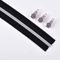endlos Rei�verschluss metallisiert SILBER 3 mm Spirale + 3 Schieber, schwarz
