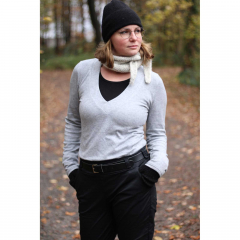Strickstoff Glattstrick weich d�nn, grau meliert