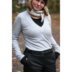 Strickstoff Glattstrick weich d�nn, grau meliert
