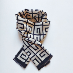 Halstuch Labyrinth Muster Doubleface Schal, hellbeige schwarz