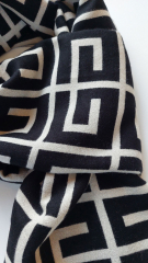 Halstuch Labyrinth Muster Doubleface Schal, hellbeige schwarz