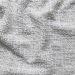 Boucle Stoff Lurex Ton-in-Ton franz�sischer Stil uni kariert, cremweiss